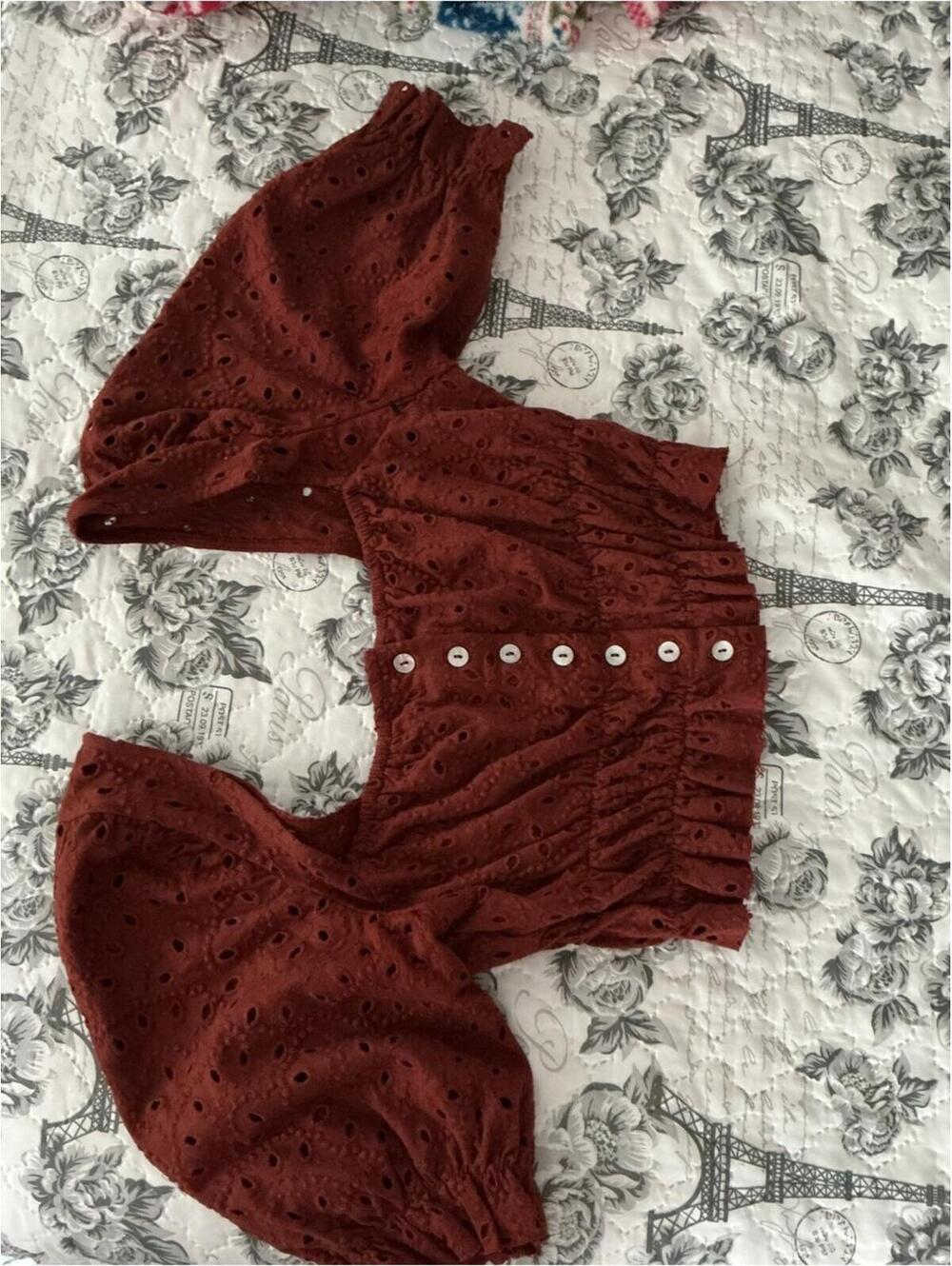 Urban Outfitters top Rust Brooke Eyelet Cropped Peasant Blouse [COPY] - Picture 2 of 4
